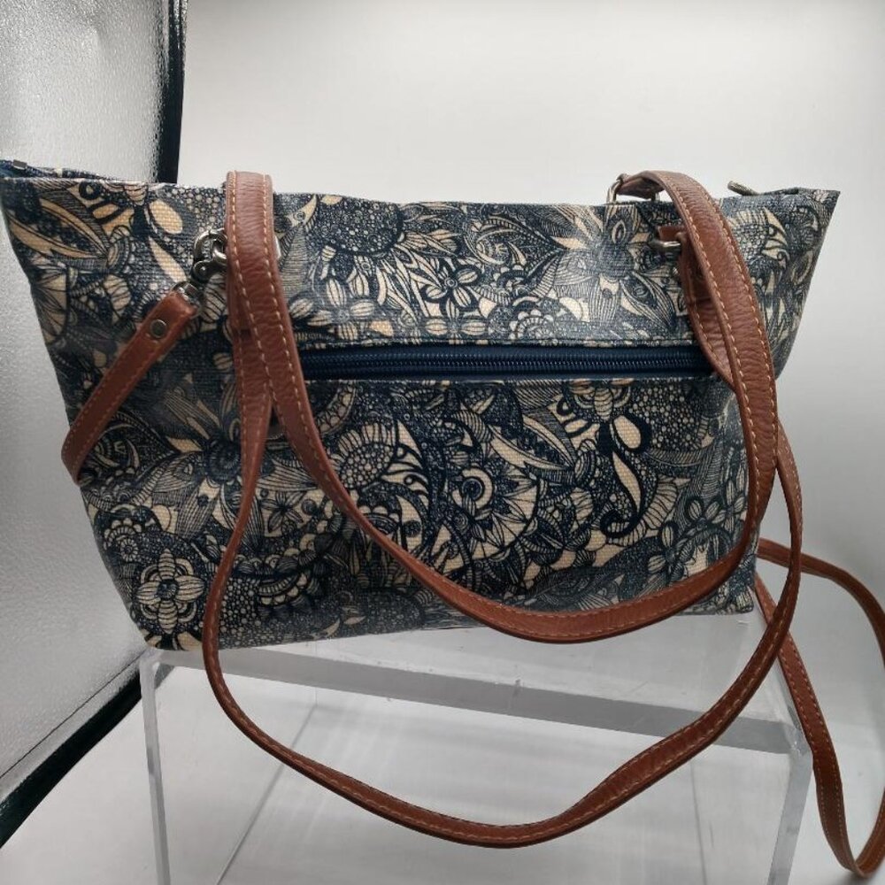 Sakroots City Satchel  Crossbody Blue/White - floral